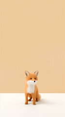 Obraz premium Ultra minimalism photography of a fox, pastel color phone background created with Generative Ai