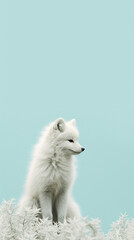 Fototapeta premium Ultra minimalism photography of a fox, pastel color phone background created with Generative Ai