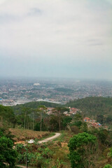 View of the city from the mountain in the afternoon