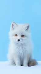 Ultra minimalism photography of a fox, pastel color phone background created with Generative Ai