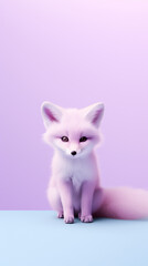 Obraz premium Ultra minimalism photography of a fox, pastel color phone background created with Generative Ai