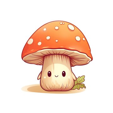Cute cartoon 3d character fly agaric with eyes on white background
