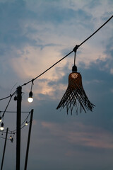 Lanterns on the background of the evening sky. The concept of relaxation.