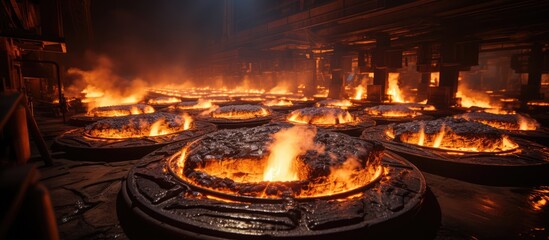 casting in a melting furnace, production of steel castings at an industrial enterprise