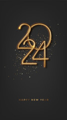 Fototapeta na wymiar New Year 2024 9:16 with luxurious and beautiful gold and gold glitter numbers. Premium Design for Happy New Year 2024 celebrations.