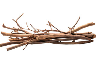 stack of Dry branches isolated on white background PNG