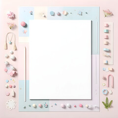 White card with blank copy space decorated with minimal decorations style on pastel color background, studio light.