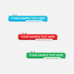 Vector lower third tv news bars set vector transparent background bar with blue red and green