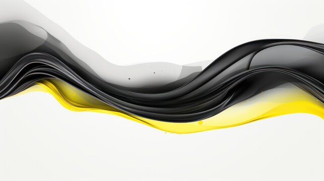 Yellow Oil Fluid Black Line I Pantone Style On Isolated White Background