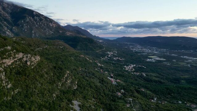 Mountains near Tivat in Montenegro from a drone