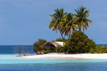 Castaway Shelter Hut on a Small Desert Tropical Island - Indian Ocean, Republic of Maldives