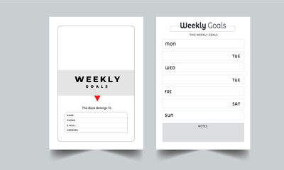 Weekly Goals Planner With Cover page layout design template
