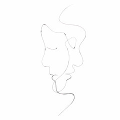 continuous line drawing of a woman's face. Vector illustration.
