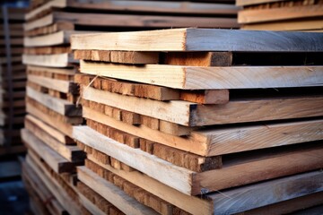Array of wooden planks ready to be recycled