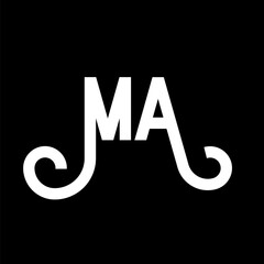 MA Letter Logo Design. Initial letters MA logo icon. Abstract letter MA minimal logo design template. M A letter design vector with black colors. ma logo