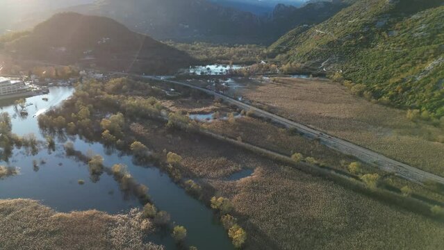 footage of skadar lake from a drone