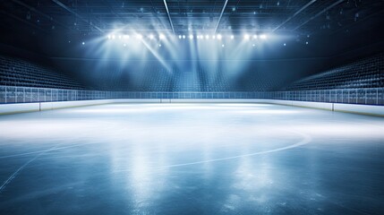 Ice hockey arena with lights in the background, toned image.