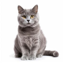 grey cat white background © FryArt