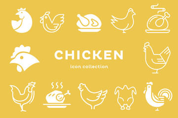 Set of vector icons with chicken image © dorogina