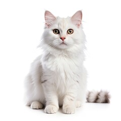 white cat white background