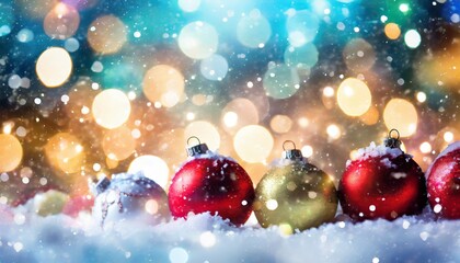 Obraz na płótnie Canvas Blurred christmas card background with christmas balls