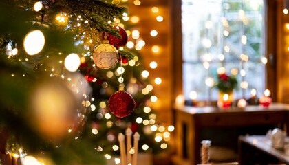 Fototapeta na wymiar Christmas season livingroom blurred out card background