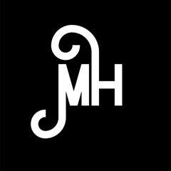 MH Letter Logo Design. Initial letters MH logo icon. Abstract letter MH minimal logo design template. M H letter design vector with black colors. mh logo