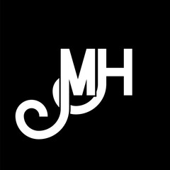 MH Letter Logo Design. Initial letters MH logo icon. Abstract letter MH minimal logo design template. M H letter design vector with black colors. mh logo