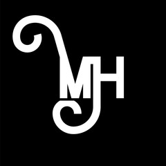 MH Letter Logo Design. Initial letters MH logo icon. Abstract letter MH minimal logo design template. M H letter design vector with black colors. mh logo