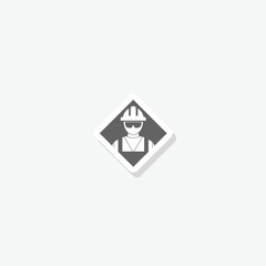 Construction Worker Icon sticker isolated on gray background