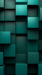 A sophisticated design of interlocking teal squares creating a 3D effect as a photography background created with Generative Ai