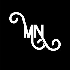 MN Letter Logo Design. Initial letters MN logo icon. Abstract letter MN minimal logo design template. M N letter design vector with black colors. mn logo