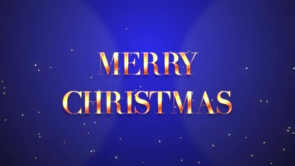 Modern Merry Christmas text with confetti on blue gradient, motion abstract minimalism, holidays and winter style background