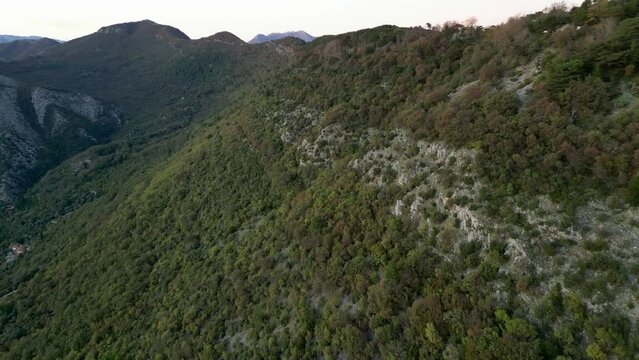 Mountains near Tivat in Montenegro from a drone
