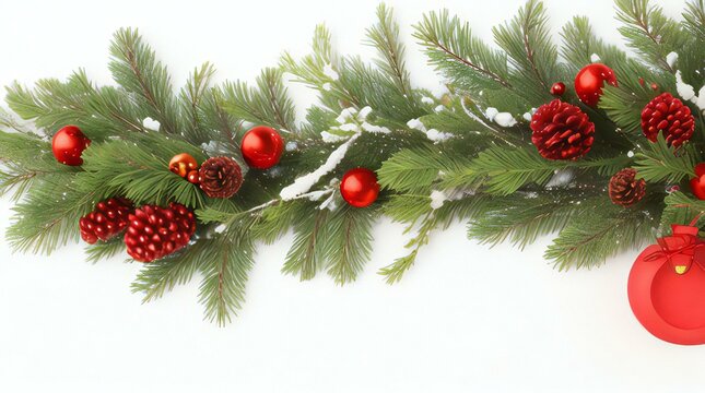 christmas decoration on background, Seamless decorative christmas with coniferous branches and garlands of christmas lights
