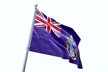 Fototapeta premium Tristan da Cunha flag waving isolated on white background
