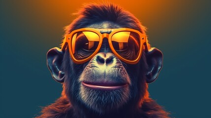 Monkey with sunglasses.AI generated illustration.Generative AI