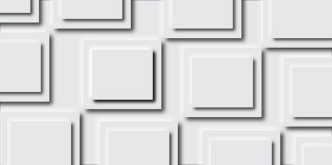 Blank white picture frames .Wall picture mock up for photograph composition object with shadow neomorphic style Vector. Set of Presentation square 3D Board Banner wall on isolated clean blank.