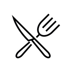 Ikona nóż i widelec. Symbol kuchni, jedzenia restauracji. 