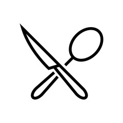Ikona nóż i łyżka. Symbol kuchni, jedzenia restauracji.  - obrazy, fototapety, plakaty