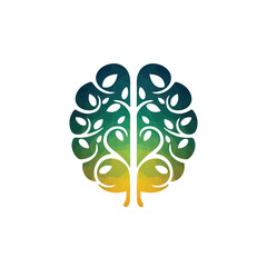 Modern brain tree vector logo design.