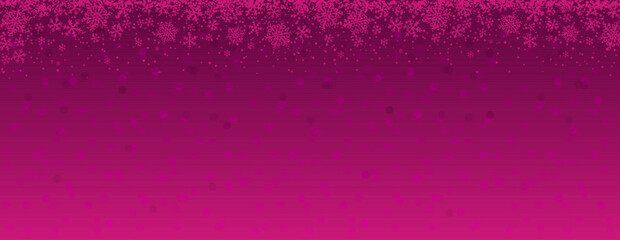 Pink Christmas banner with snowflakes. Merry Christmas and Happy New Year greeting banner. Horizontal new year background, headers, posters, cards, website. Vector illustration