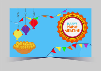 vector indian makar sankranti festival and web banner template