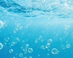 underwater bubbles in clear blue water - ai-generated