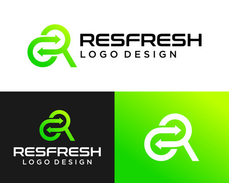 Letter R monogram geometric line refresh symbol logo design.

