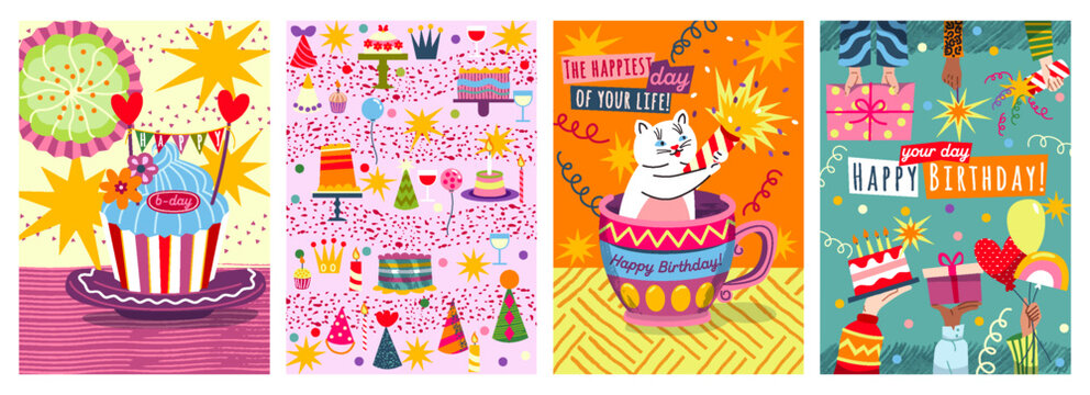 Vector Set of birthday cards
