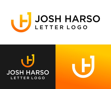 The letter J and H logo design in thin lines is geometric and unique.