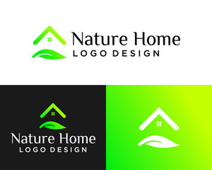 Fresh natural leaf real estate house logo design.

