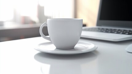 Office computer on tea cup Ai Generative