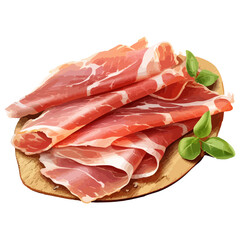 Obraz premium Prosciutto Italian food, isolated on transprent background
